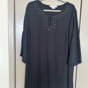 emory park Black Stud-Trimmed Tunic Top